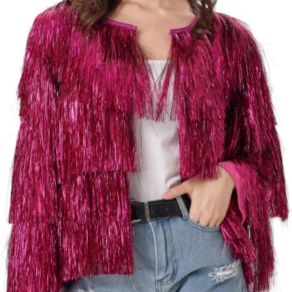 Vibrant Pink Fringe Jacket